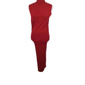 Banana Republic Red Mock Turtleneck Sleeveless Sweater Dress Maxi Holiday XXS